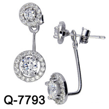 925 Silver Micro Pave Setting Dangle Earrings (Q-7793. JPG)